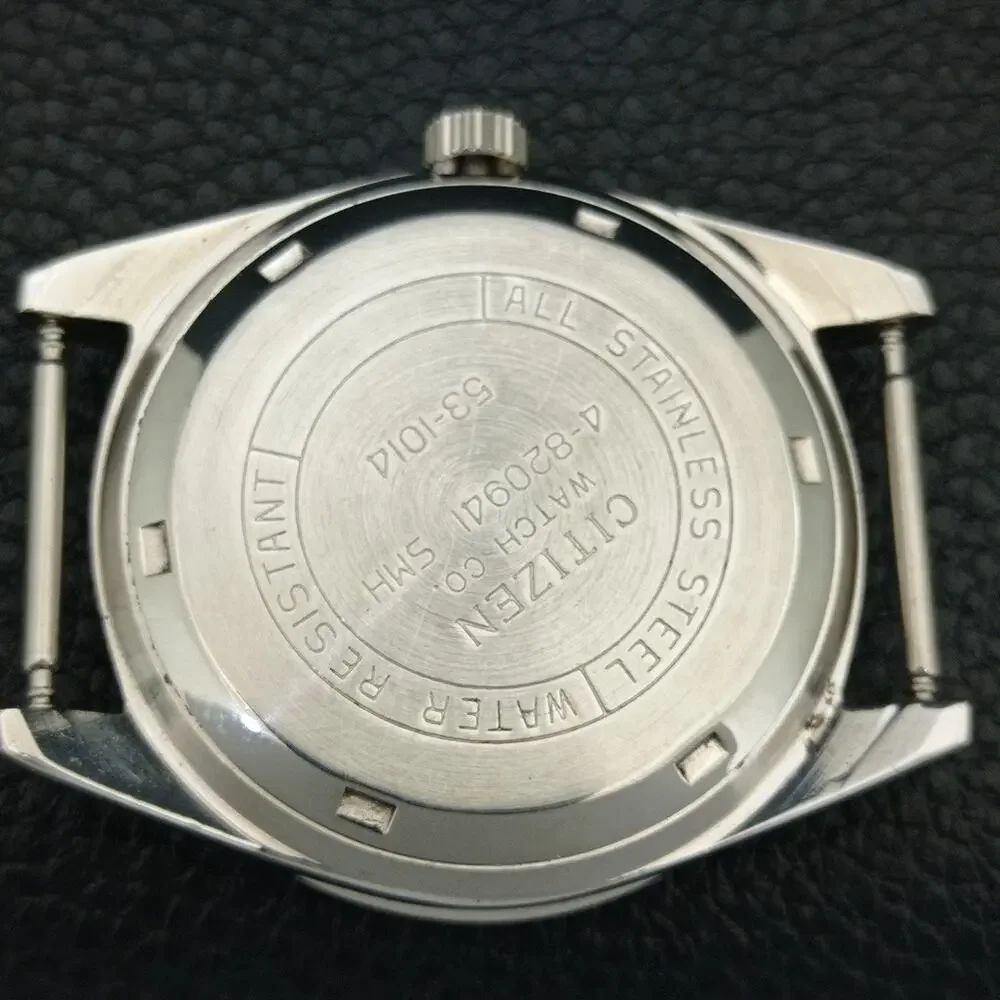 Vintage 1971 Citizen Manual Mens Silver Watch & Orange accents
